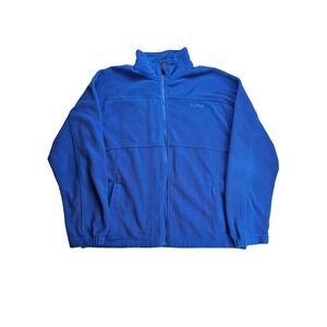 LL‎ Bean Mens Blue Zip Up Fleece Jacket Pockets Long Sleeve Size Large